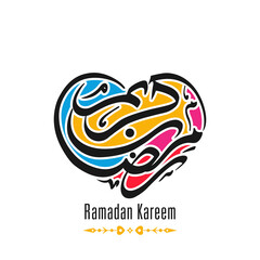 Arabic Calligraphic text of Ramadan Kareem for the Muslim community festival celebration.	

