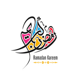 Arabic Calligraphic text of Ramadan Kareem for the Muslim community festival celebration.	
