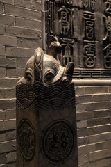 Traditional Chinese stone carvings are in a park, Hebei Province, China