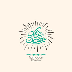 Arabic Calligraphic text of Ramadan Kareem for the Muslim community festival celebration.	
