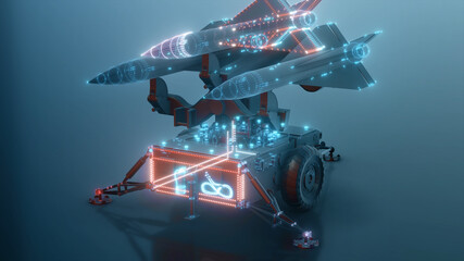 3d rendered illustration of the missile launcher hud hologram. High quality 3d illustration