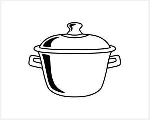 Stencil saucepan isolated on white. Kitchenware vector stock illustration. EPS 10