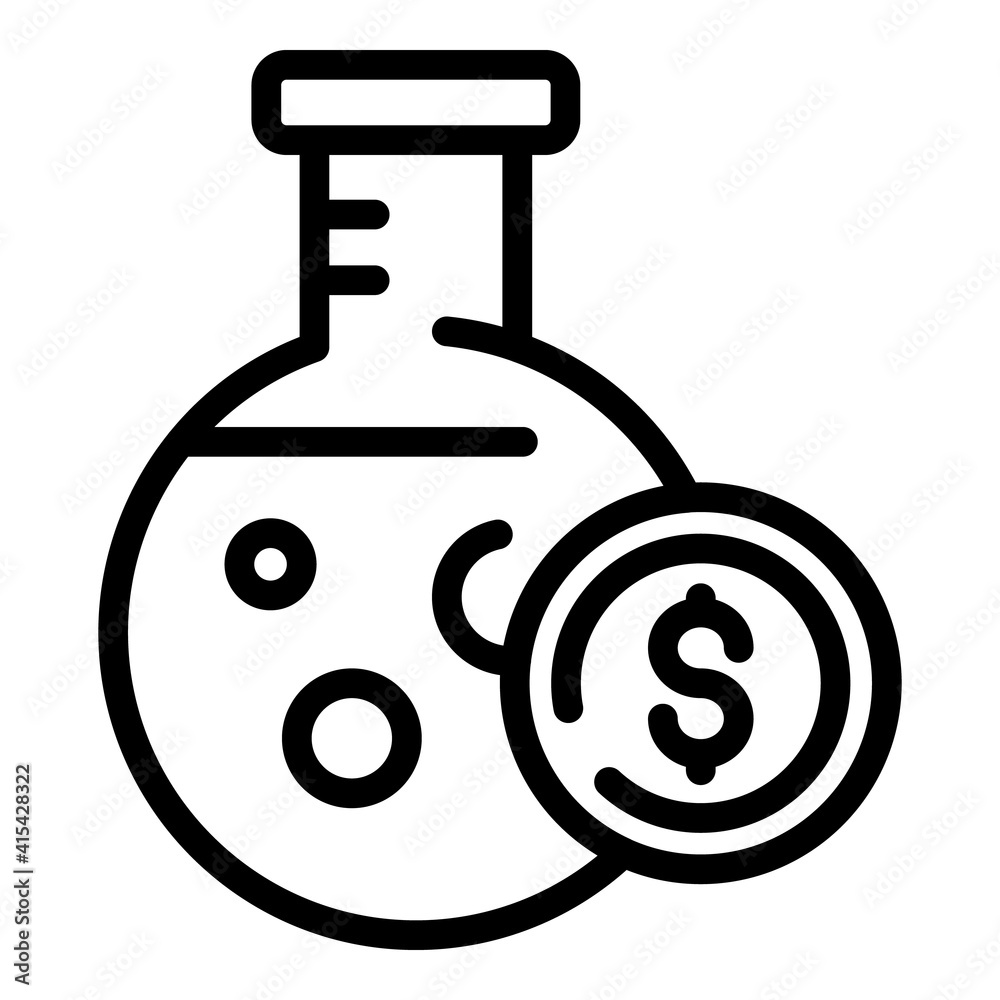 Poster flask dollar icon. outline flask dollar vector icon for web design isolated on white background