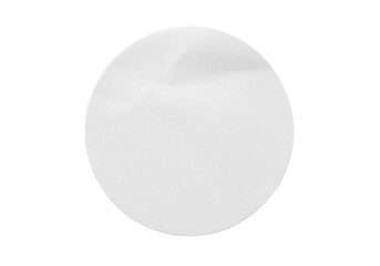 Blank white round paper sticker label isolated on white background