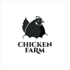 Chicken Farm Logo for Agriculture Template illustration with Hen in Nest Vector Element