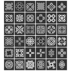 monochrome icon set with Celtic knots ethnic art ornaments