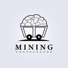 simple mining logo, wagon, train mining logo vector illustration design