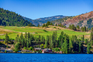 lake house in the mountains in summer