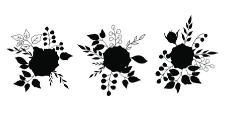 Bouquets of black roses. Vector illustration.