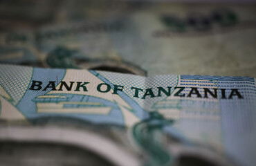 Viersen, Germany - May 9. 2020: Makro closeup paper money bank note shillings from Tanzania