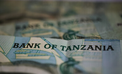 Viersen, Germany - May 9. 2020: Makro closeup paper money bank note shillings from Tanzania
