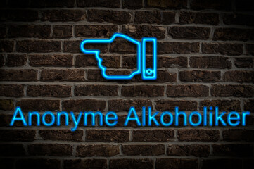 Fototapeta premium Leuchtreklame Anonyme Alkoholiker