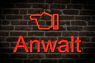 Fototapeta premium Leuchtreklame Anwalt
