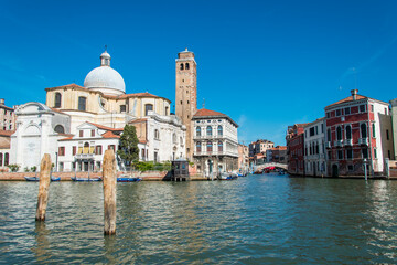 Fototapeta na wymiar Church of San Geremia, building on the Grand Canal, city of Venice, Italy, Europe