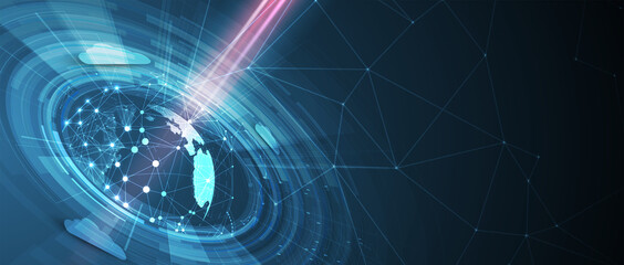 Cloud technology. Integrated digital web concept background