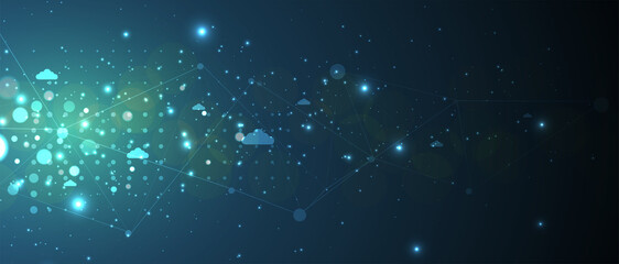 Cloud technology. Integrated digital web concept background