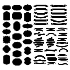 set of retro vintage badge ribbon decorative logo design vector template element