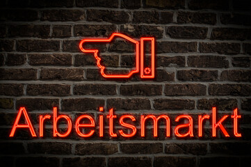 Fototapeta premium Leuchtreklame Arbeitsmarkt