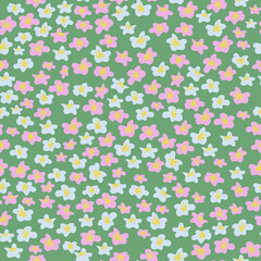Vector seamless pattern with abstract blooming flowers.
