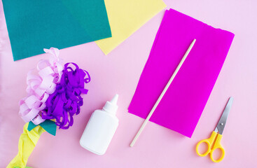 DIY How to make flowers from colored corrugated paper with your own hands, congratulations on mother's day, on birthday, step by step, step 1