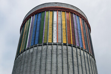 Detail of the cooling tower of the Museum of the Siderurgy in Langreo, Asturias, Spain.
