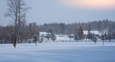 Fototapeta na wymiar Winter landsacape on the countryside