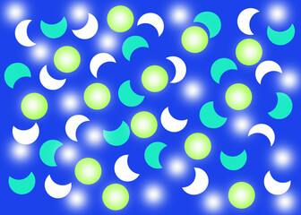 Circles and semicircles on a blue background