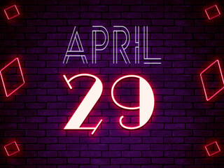 29 April, Monthly Calendar on Bricks Background