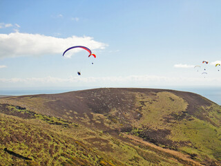 Paragliding above Rhossili, Wales
