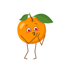 Cute orange character falls in love with eyes hearts