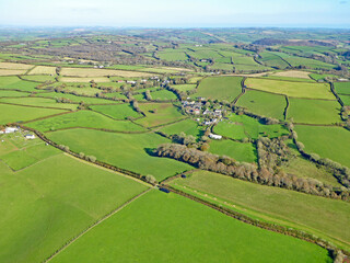 Aerial view of fields in Devon