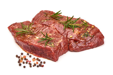 Raw Veal meat, isolated on white background