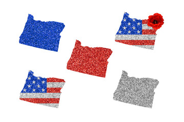 Political divisions of the US. Bright glitter patriotic clip art. State Oregon