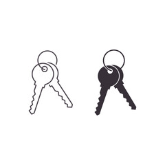 Keys Icon, vector isolated key silhouette black illustration