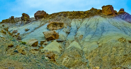 Mountainous landscape, red and yellow mountains in Utah, US