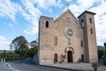 Fototapeta na wymiar Bolsena Church of San Salvatore from the 15th century that dominates the historic center