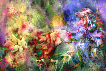 Wilted flowers grunge abstract