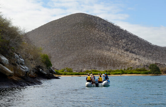 Taking a panga to Punta Cormorant, Floreana Island, Galapagos Islands, Ecuador