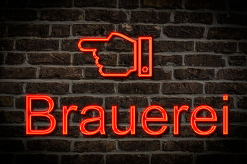 Fototapeta premium Leuchtreklame Brauerei