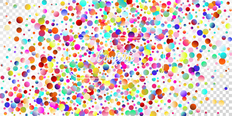 Carnival Confetti Explosion Vector Background. Colorful Circles, Bubbles, Shine Decoration.