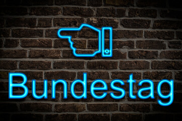 Fototapeta premium Leuchtreklame Bundestag