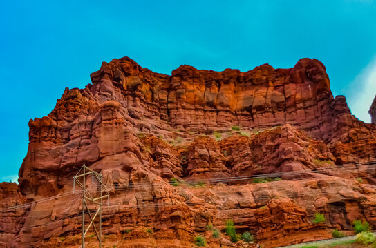 Mountainous landscape, red and yellow mountains in Utah, US