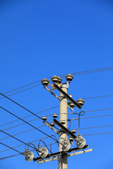 Power transmission equipment in blue sky background