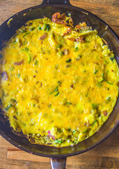 Omelet with eggs, zucchini and cheese