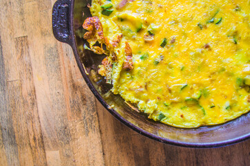 Omelet with eggs, zucchini and cheese