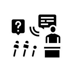 Fototapeta premium interview pr glyph icon vector. interview pr sign. isolated contour symbol black illustration