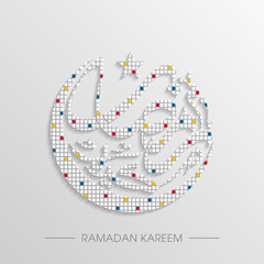 Arabic Calligraphic text of Ramadan Kareem for the Muslim community festival celebration.	
