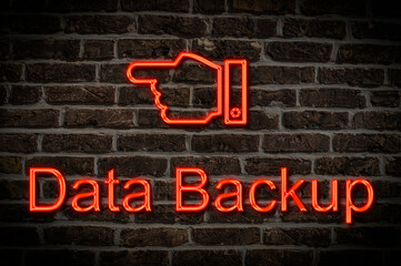 Fototapeta premium Leuchtreklame Data Backup