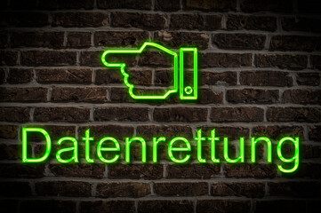 Fototapeta premium Leuchtreklame Datenrettung