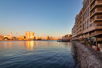 Dubai, UAE, 23 November 2020: View of Dubai Creek. Famous tourist destination in the United Arab Emirates.